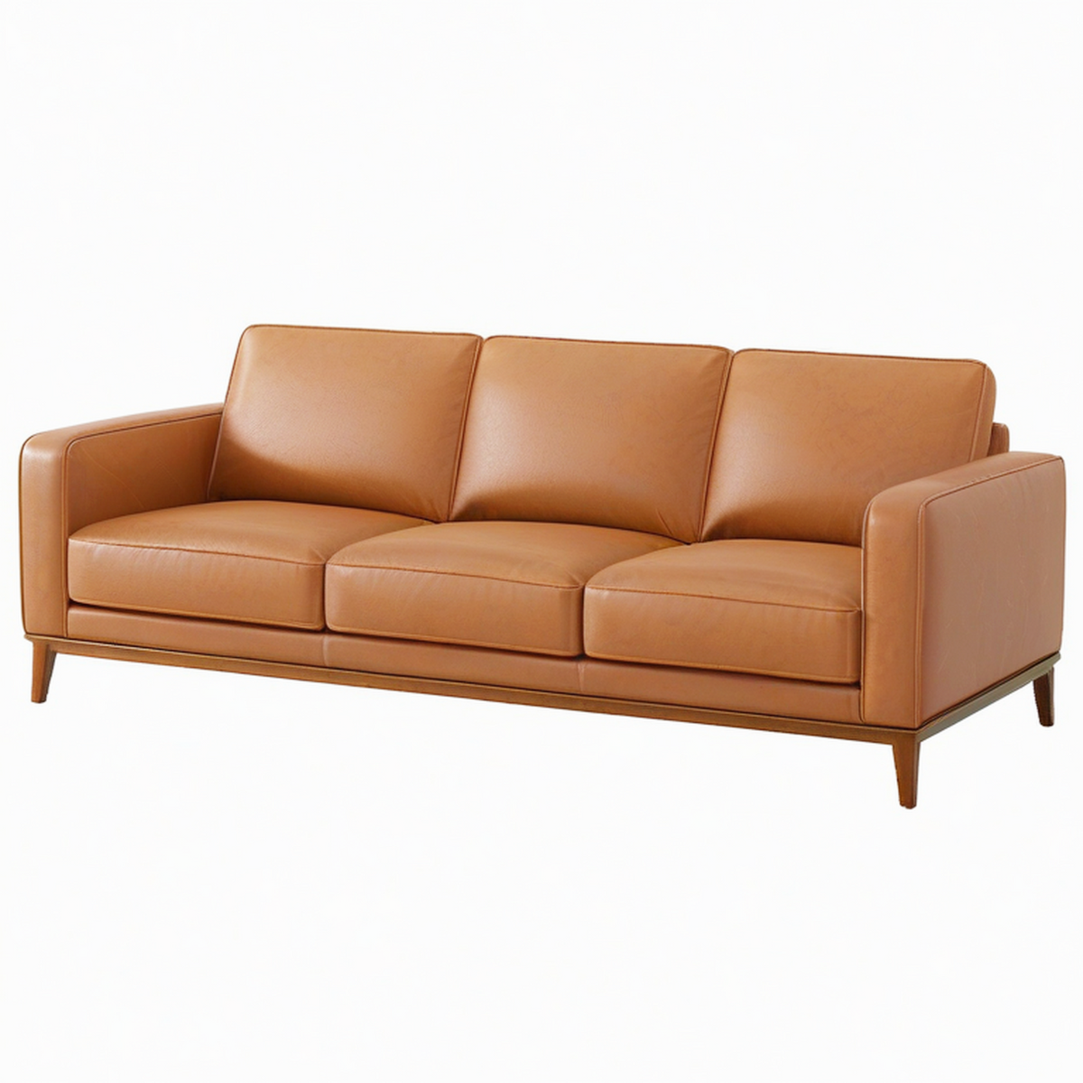 Canapé 3 places 220 x 90 cm aspect cuir marron style contemporain