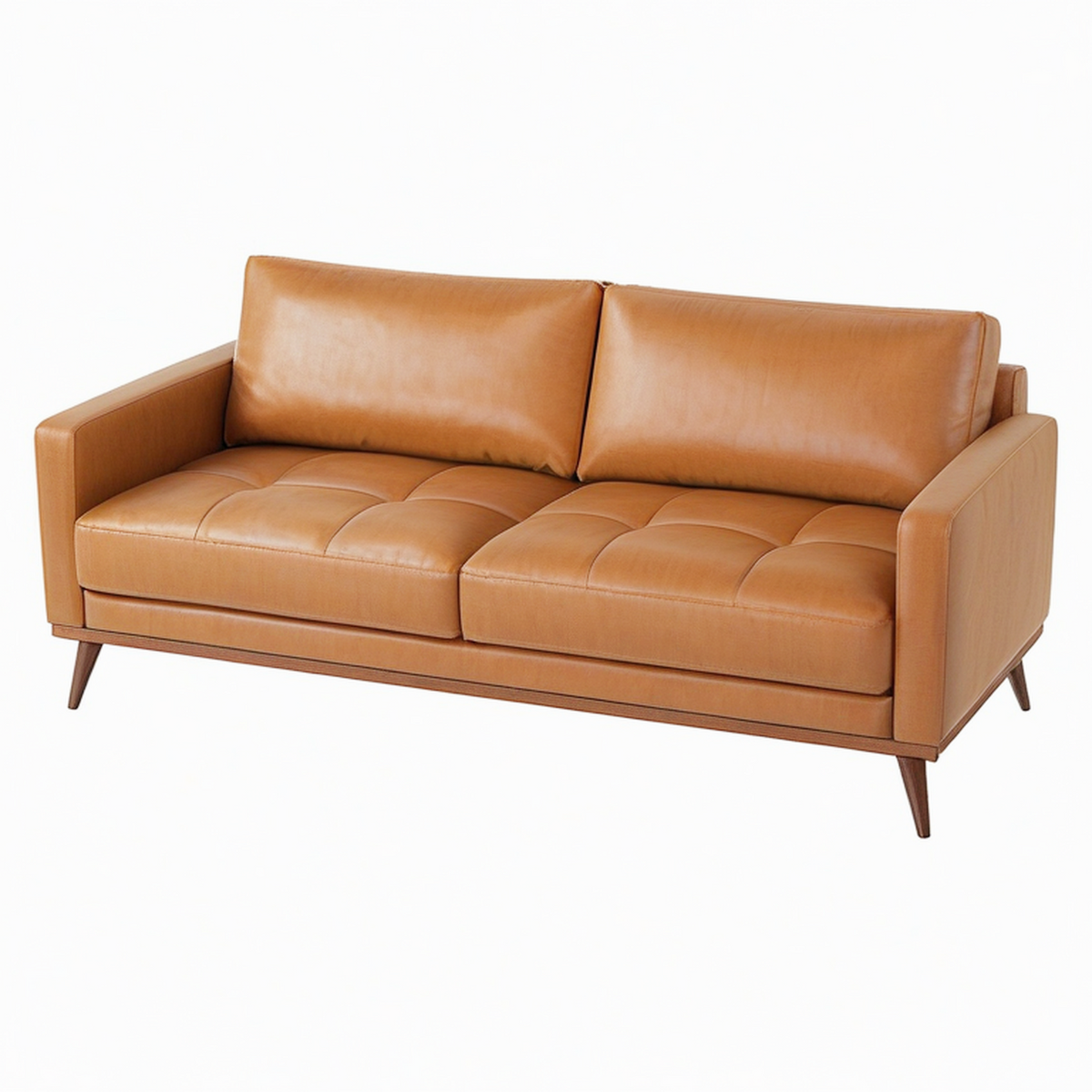 Canapé 2 places 190 x 85 x 85 cm aspect cuir cognac style moderne