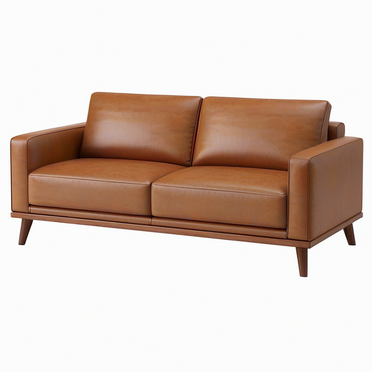 Canapé 2 places 160 cm en revêtement aspect cuir marron - style moderne pour salon