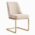 Chaise de salle à manger 52 x 62 x 85 cm en tissu beige avec piétement métal doré style contemporain