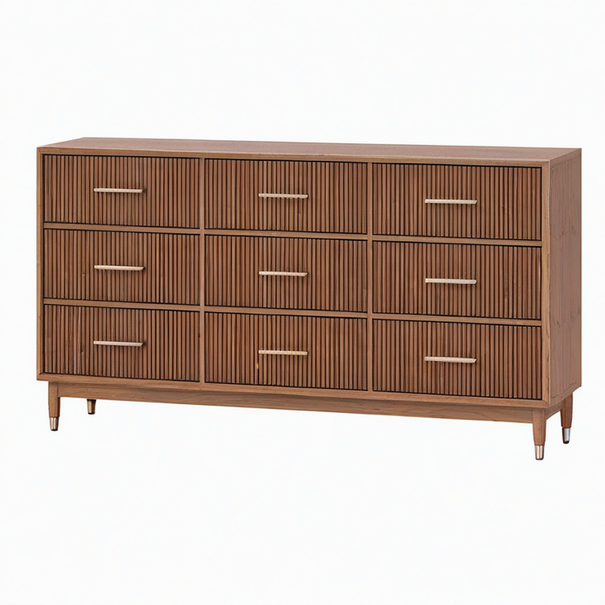 Commode 160 x 45 x 90 cm en bois marron à 9 tiroirs style moderne