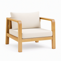 Fauteuil 75 x 80 x 78 cm en bois naturel et tissu beige style contemporain